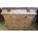 A pine chest of three drawers 33”w