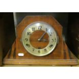 A walnut Art Deco mantle clock