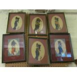 A set of six prints military figures silhouettes