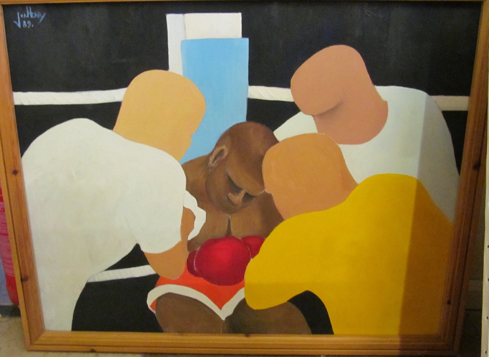 John Henry Brooker - oils boxing, tennis including John McEnroe 35” x 45”, wrestling 42” x 48” , - Image 12 of 20