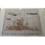A coloured engraving Brighton illustrations of The Chain Pier and The Old Steyne and the Pavilion by