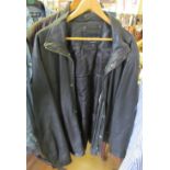 A Lakeland leather jacket size 48 and a Luigi brown leather sleeveless jacket