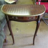 A small French style console table inlaid parquetry top 24.5”w