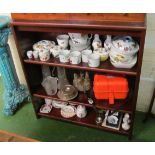 A mahogany bookcase with two shelves 35.5”w