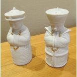 A pair of Lladro white bisque salt and pepper Mandarin figures