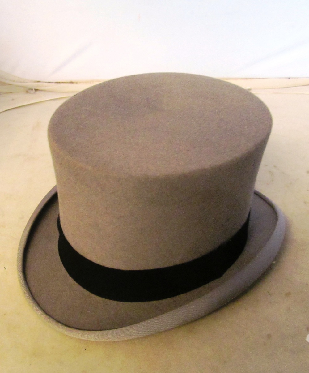 A James Lock & Co. top hat box with accessories and with Morgan Ball hat