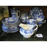 A Woods ware blue and white tea service eight cups, saucers, plates and a milk jug and a George