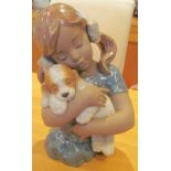 A Lladro Gres figure Gabriela (girl with dog) No 12355 retired 2003 modelled by Juan Ignacio Aliena