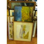 A Picasso print and other prints, watercolours etc