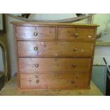 A pine chest of two short and three long drawers 37”w