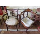 An Edwardian corner chair and another