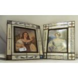 Two miniatures of ladies in pseudo ivory and mother of pearl frames