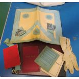 A Masonic apron and certificates