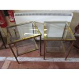 Two brass and glass topped tables 18” x 16”