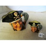 A large Royal Doulton Long John Silver character mug and a smaller one