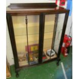 A pair of mahogany display cabinets 35”w