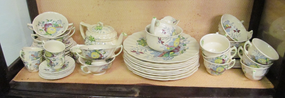 A Royal Doulton The Kirkwood dinner/tea/coffee set:- nine dinner plates, teapot, six saucers, two