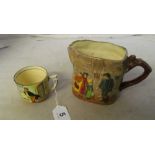 A Royal Doulton David Copperfield jug 'Peggotty' No 859004 and a Mr Pickwick Cup