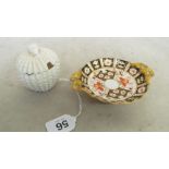 A Royal Crown Derby Imari two handled dish and a Spode condiment pot
