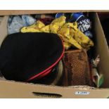 Various hats, four bags and other clothing
