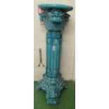 A Burmantofts style turquoise jardinière stand central pillar re-attached