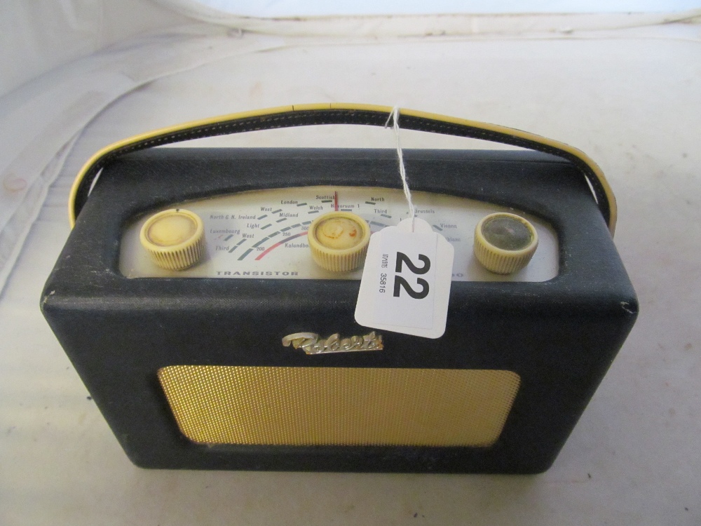 A vintage Roberts radio R200 in blue on swivel base