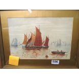 F. Healy - watercolour sailing scene signed and dated 1909 and J Maurice Hoskins watercolour sailing