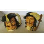 Four Royal Doulton character mugs:- Bacchus, Capt Henry Morgan, Athos and Porthos ( cracked )