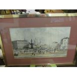 Joseph D. Gilespie - pen drawing Royal Crescent framed and glazed and a print Brighton Pavilion