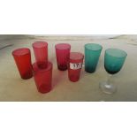 A small group of coloured drinking glasses