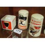 A Carlton Ware Guinness lidded preserve jar and a Guinness salt and pepper