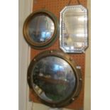 Two convex mirrors and a mirror stand largest 14”