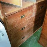 A pine chest drawers two short and two long drawers, military style handles 46”w
