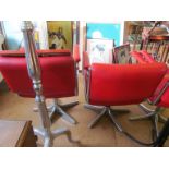 Three Eames style chairs chrome and red upholstery