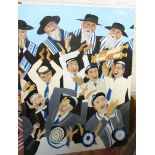 John Henry Brooker - six large oils crowd scenes largest 48” x 36”