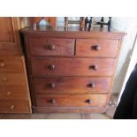 A Victorian mahogany chest of two short and three long drawers