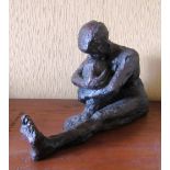 Carol Pearce - limited edition composition sculpture lady hugging her knees 25/30