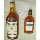 A Three Barrels whisky 35cl and a Teachers Highland Cream whisky 70cl