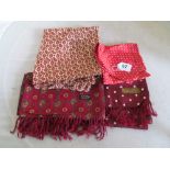 Two long vintage Tootal silk scarves and two other similar silk scarves