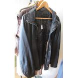 A Lakeland leather jacket size 48 and a Luigi brown leather sleeveless jacket