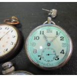 A Jaeger Le Coultre military pocket watch (winder loose and enamel a/f)