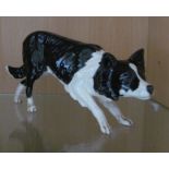 A Royal Doulton black and white Collie Dog