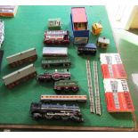 A Dublo cabin and various train items