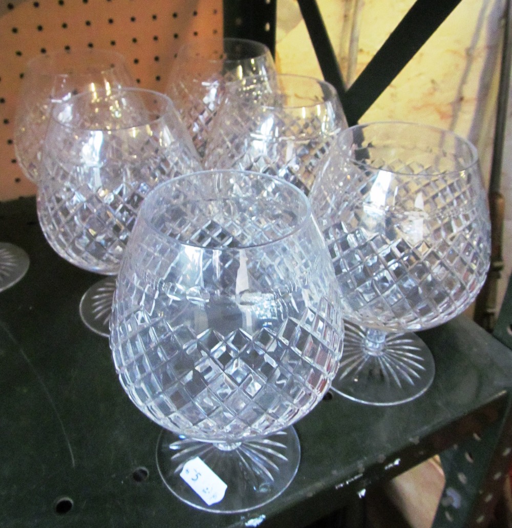 Six cut glass brandy glasses and six wine glasses - Image 2 of 2