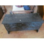 A 17th Century small oak coffer with incised decoration