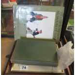Two silver golf markers (i.c), vintage golf ball, book 'Truth about Golf Addicts' and a print of