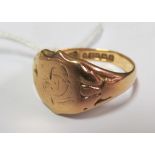 A 9ct gold signet ring size R 5g