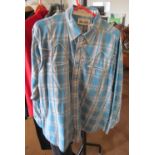 A Wrangler 'Authentic Western Wear' shirt, stud buttons on front and cuffs, very large 18" neck