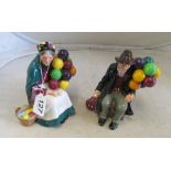 A Royal Doulton plate 'The Old Balloon Seller' and a similar figure HN 1314 and a plate 'Balloon