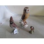 A Beswick Goldfinch 2213, a Goebel Waxwing CV80 1967 and a Goebel Barnowl CV11Z 1969